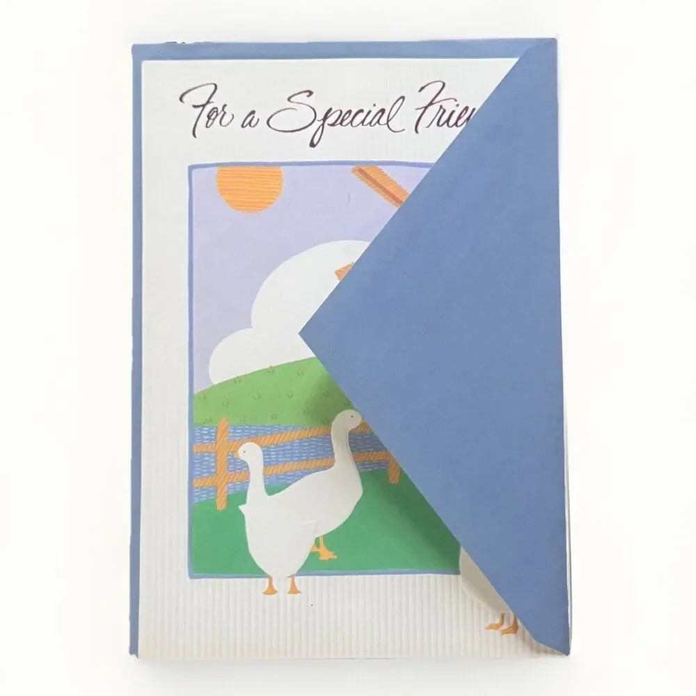 Vintage Ephemera Birthday Greeting Card 90s Hallmark Goose Cottagecore